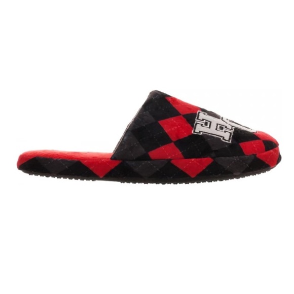 Harley Quinn Mad Love Red Black Argyle Print Slippers DC Comics Bioword NWT - Picture 3 of 9